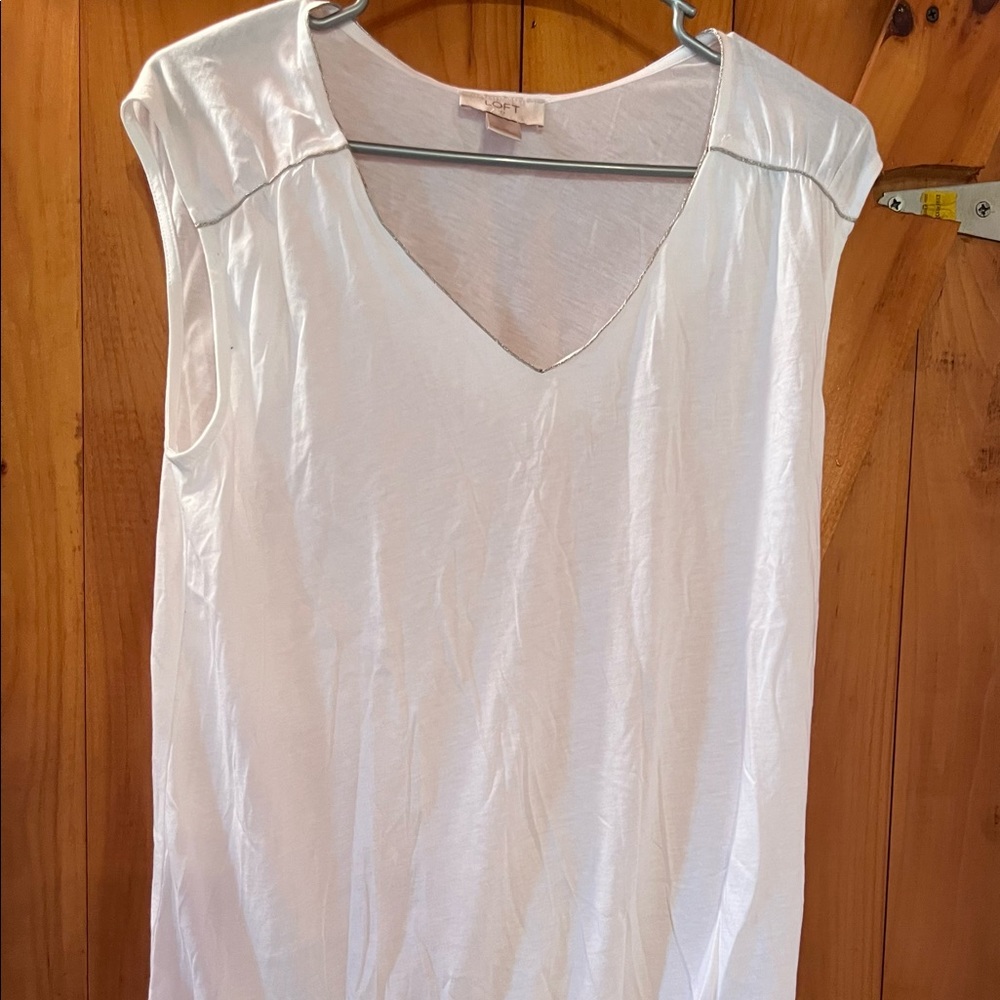 Loft size M top with capped sleeves and silver trim